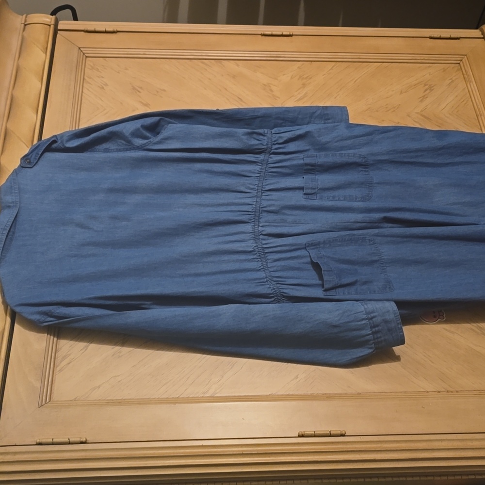 Fashion 2 figure Blue Medium wash chambray jean jumpsuit. Size 2X - Picture 9 of 13